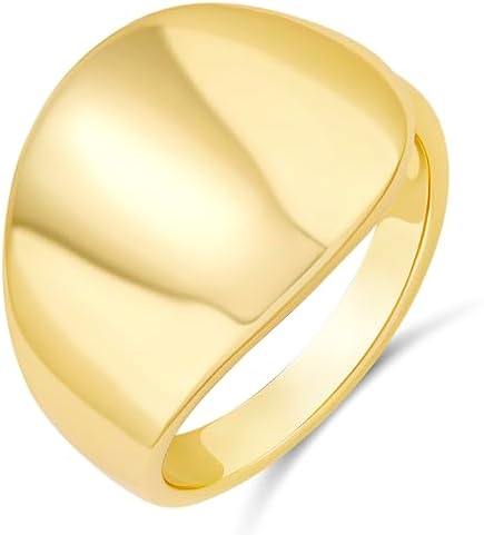 Amazon Essentials Gold Sterling Silver Polished Signet Round Ring