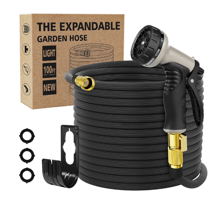 100ft Flexible Garden Hose with Nozzle - Gallery 4