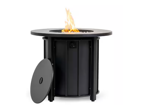 Black 30" Wood-Grain Propane Fire Table