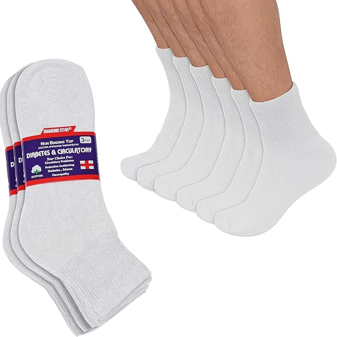 {12-Pairs} Cotton Diabetic Quarter Socks - Gallery 7