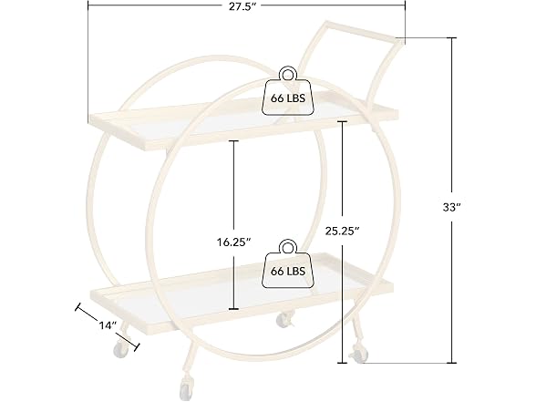 FirsTime & Co. Gold Odessa Bar Cart 28in
