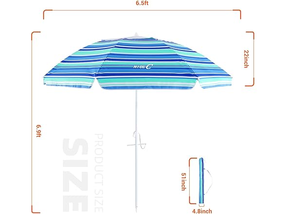 Nice C 6.5ft Adjustable Aluminum Patio Umbrella