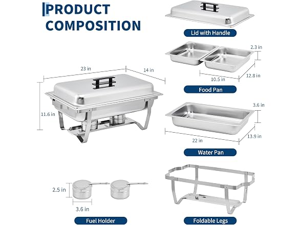 PrecisionAuto Professional Stainless Steel Chafing Dishes – 4-Pack