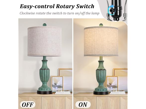 Turquoise Farmhouse Living Room Table Lamps Set of 2