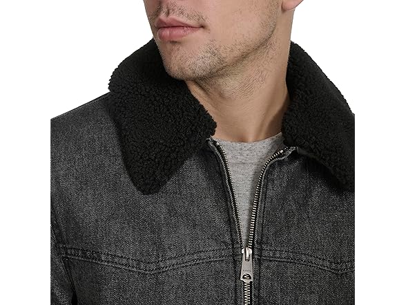 Levis Mens Denim Western Jacket w Sherpa Collar (M)