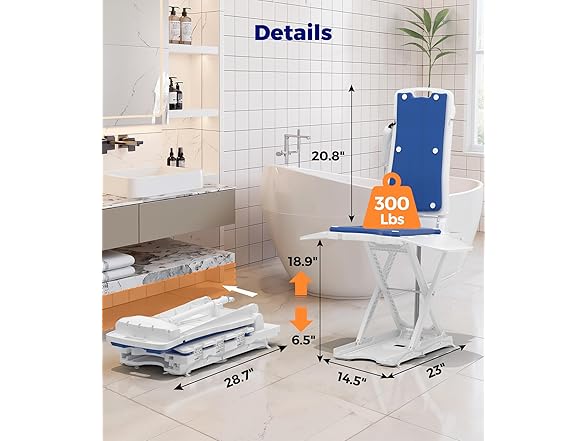 Electric Chair Lift Assist Devices for Seniors, Stand Up Independently from Floor with Remote Control, 300 LBS Capacity, 2 in1 Lift Chairs for Elderly, Waterproof Bath Lift for Tub for Elderly (Open Box)