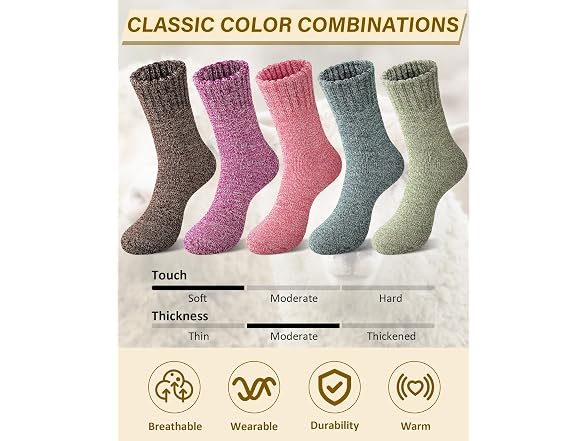 Loritta Women (L) Wool Socks Winter Crew Boot