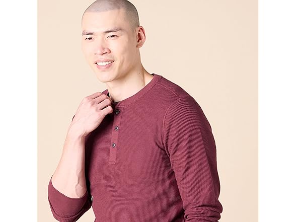 AE Mens LS Waffle Henley SlimFit