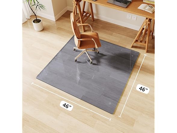 FlyEcho Grey Glass Chair Mat 46" x 46"