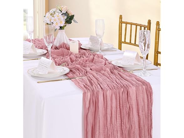 Cheesecloth Table Runner 4 Packs 36x120 Inches Dusty Rose