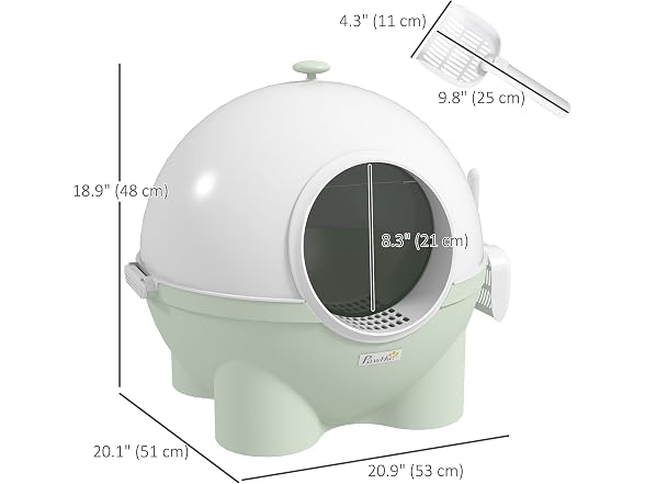 PawHut Hooded Cat Litter Box, Large Kitty Lit