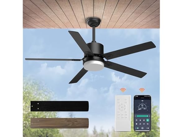 Sky sea Ceiling Fan with Light, Black, 52 inch