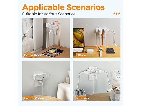 TESSAN Outlet Splitter (4 Outlets, 2 USB-A, 1 USB-C)