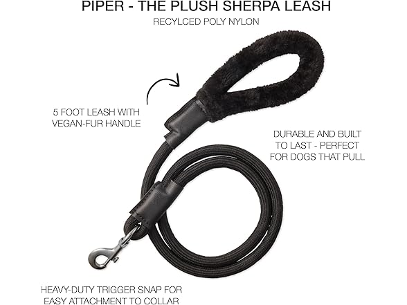 Plush Dog Leash w/Sherpa Handle, 5ft