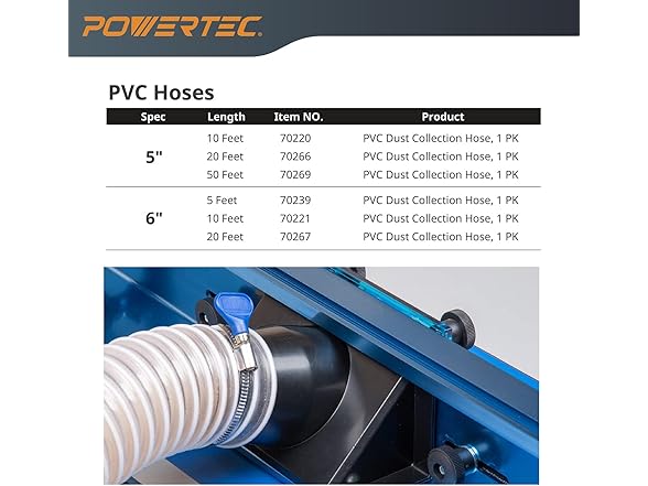POWERTEC 2-1/2" x 50' Dust Collection Hose