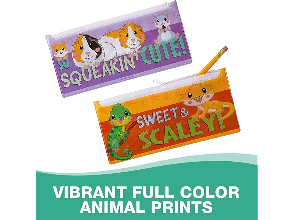 Fun Express Classroom Pets Pencil Cases - 12 Pc
