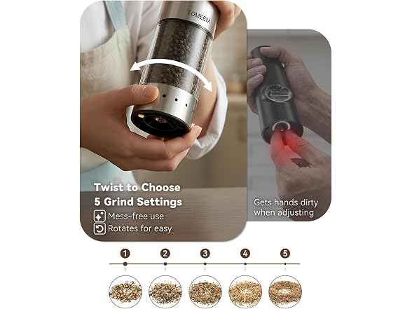 TOMEEM Electric Salt & Pepper Grinders