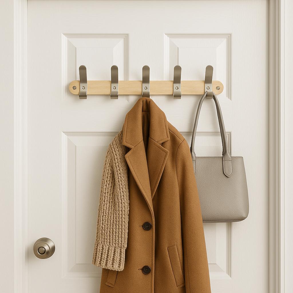 Wall Mounted Wood & Metal Hook Coat Rack - Gallery 21