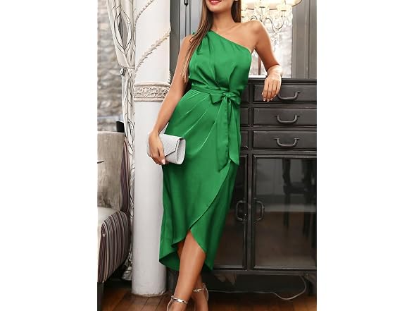 Prettygarden Women (L) One Shoulder Belted Dress