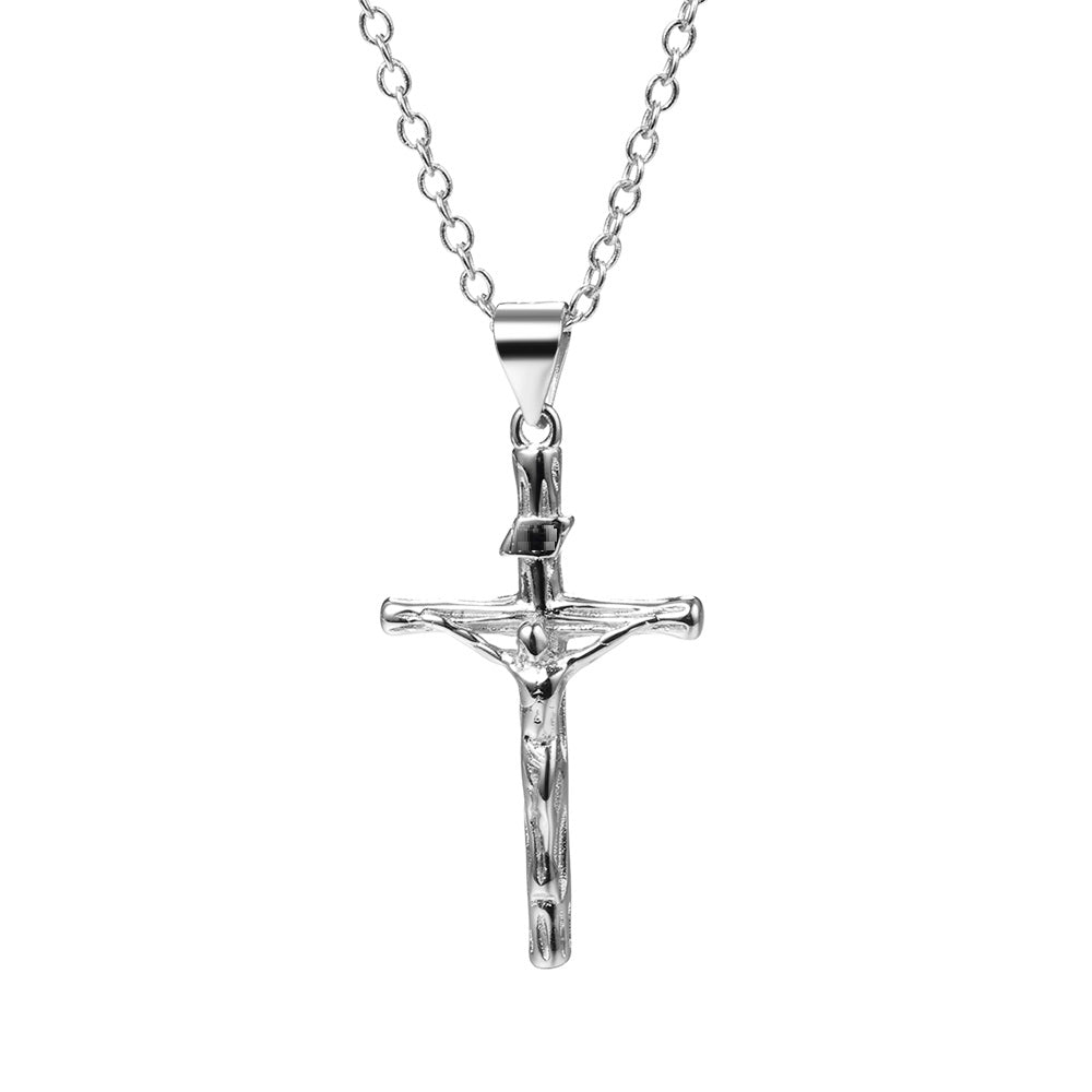 Silver Crucifix Cross Pendant Necklace - Gallery 3