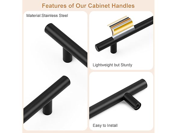 6 Pack Black Kitchen Cabinet Handles