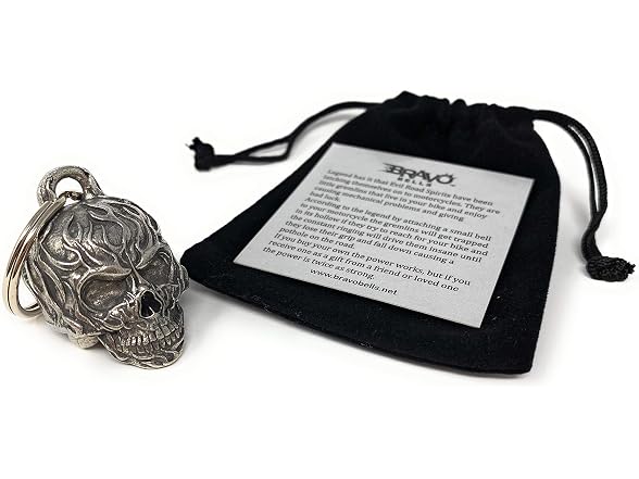 Bravo Bells Flame Skull Bell - Motorcycle Road