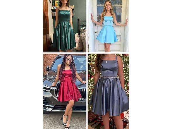 Tianzhihe Women (10) Satin Line Homecoming Dresses