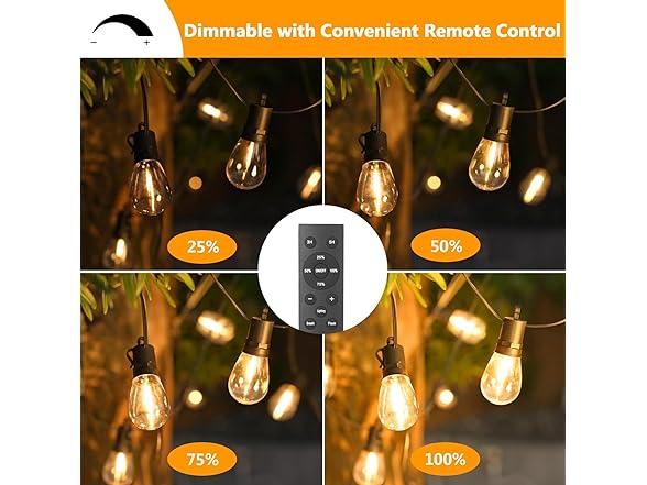 Brightever LED Outdoor String Lights, 50FT with Remote