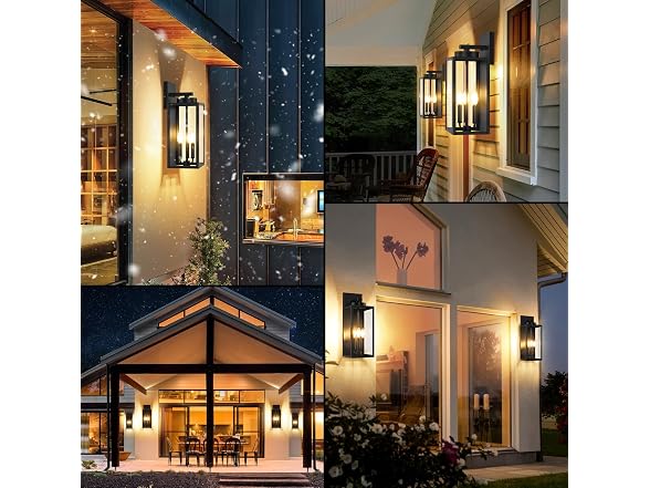 BesLowe 19” Large Outdoor Wall Light, 3-Light Exterior Porch Sconce, Black