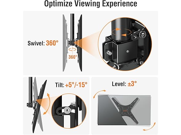 ELIVED Outdoor Ceiling TV Mount | 26-65in