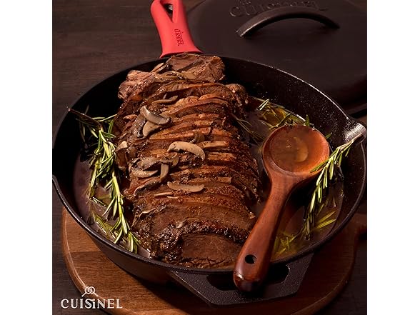 cuisinel C12612-CL Cast Iron Skillet with Lid - 12-inch