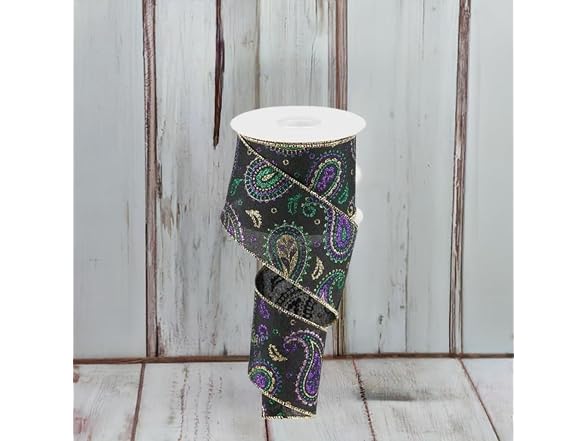 Paisley Wired Edge Ribbon - 10 Yards (2.5