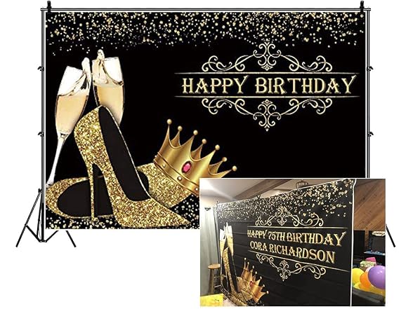 Dorcev 10x8ft Happy Birthday Backdrop