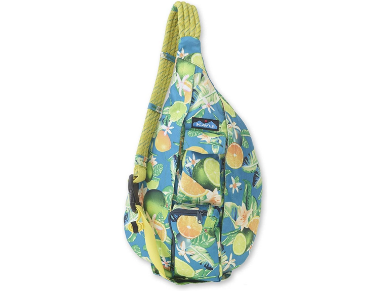 KAVU Original Rope Sling Pack with Adjustable Rope Shoulder Strap, Ocean Citrus