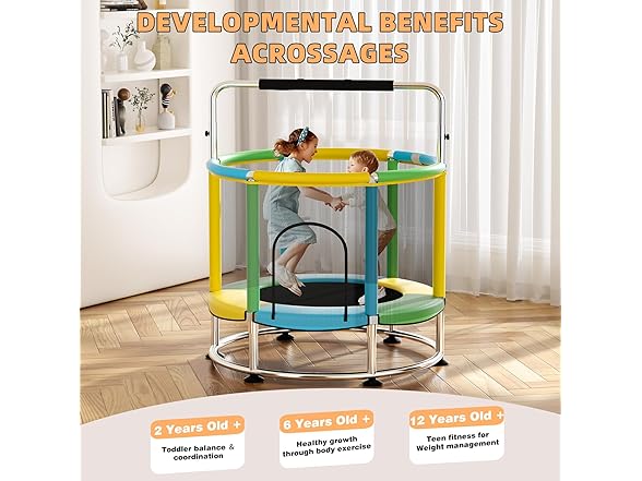 Trampoline with Anti-Rollover Round Bottom