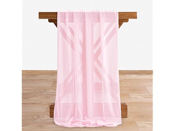 Chiffon Table Runner 27x120 Inches Sheer Pink Table Runners 2 Packs 10Ft