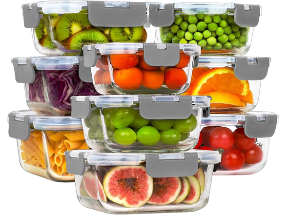HOMBERKING 18pc Purple Glass Food Containers