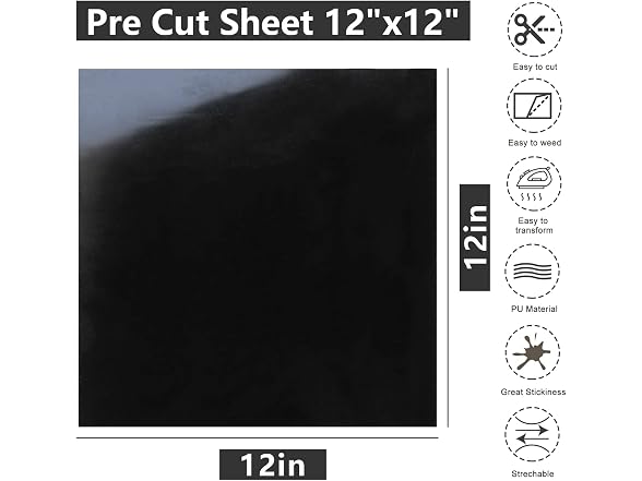 CAREGY Heat Transfer Vinyl HTV for Sheets Black