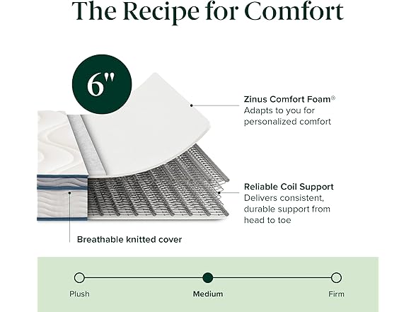 Zinus 6-In Spring Sensation Hybrid Mattress