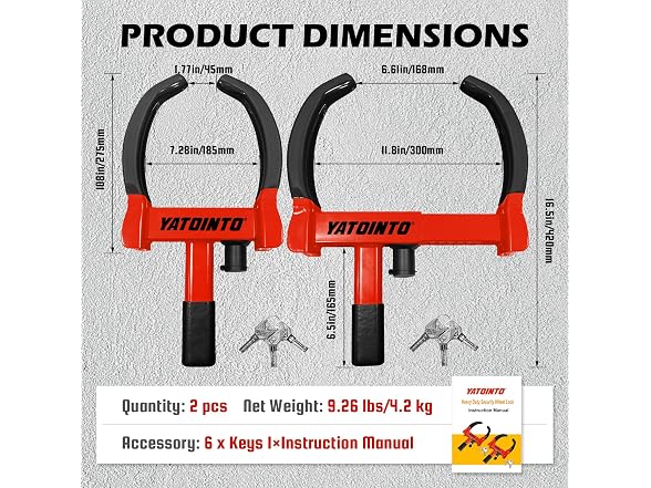 YATOINTO Universal Wheel Lock 2 Pack