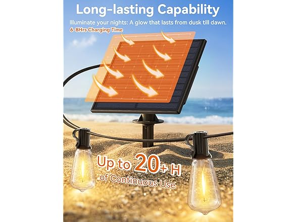 Brightever 36FT Solar String Lights Outdoor Waterproof with Remote