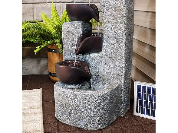 Sunnydaze Aged Tiered Vessels 29-Inch Solar Fountain