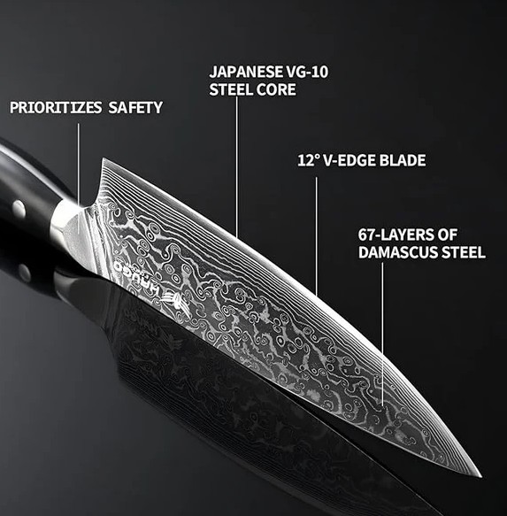 Haugo 3-Pc Damascus Chef Knife Set - Gallery 6