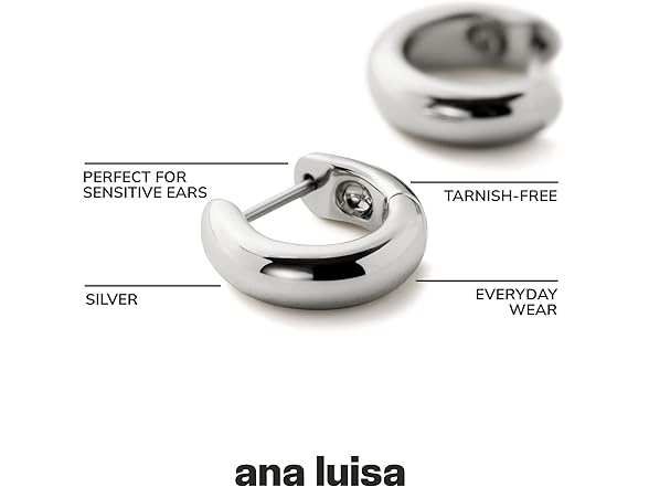 Ana Luisa Giulia Huggie Earrings Rhodium