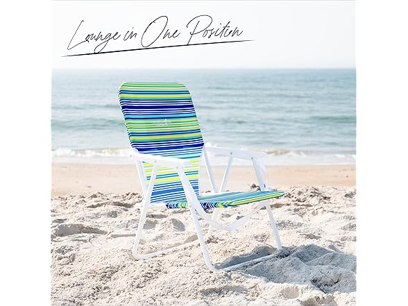 CARIBBEAN JOE Beach Chair, 1 Position (Blue and Lime Stripe)