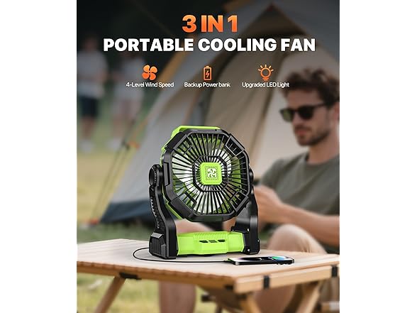 12000mAh Camping Fan with Led Lantern