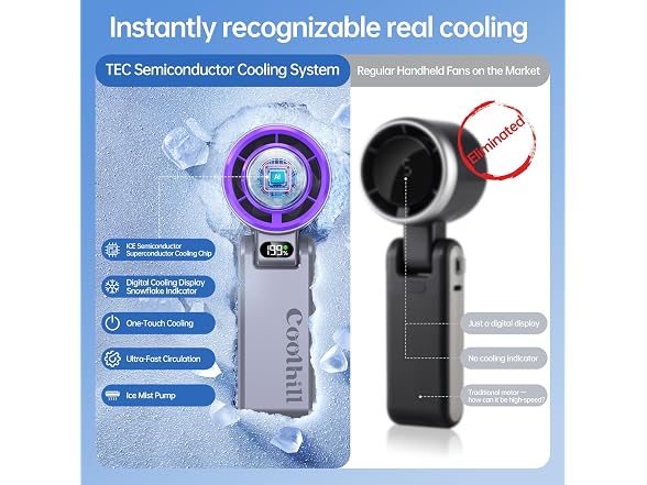 Coolhill Handheld Portable fan with Turbo Cooling