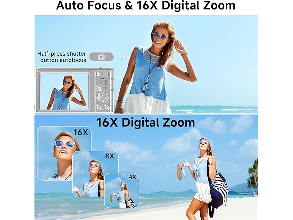 ceye FHD 4K 44MP Digital Camera w/3-LED Flash