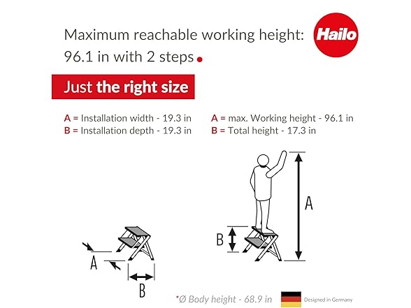 Hailo MK60 Mini (White) Steel Step Stool