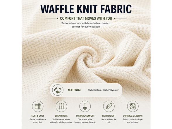 3Pk Mens Waffle Thermal Pullover Hoodie